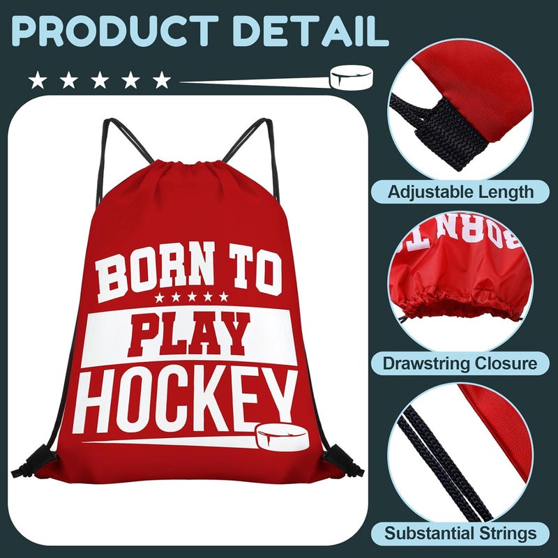 SilTriangle 24 Pcs Hockey Drawstring Bags Bulk 16 x 14 Inch Lightweight Sports Sack with Adjustable String Closure Gift Bags for Hockey Player Party Favors & Goodie for Sport Theme Event & Celebration - Image 4